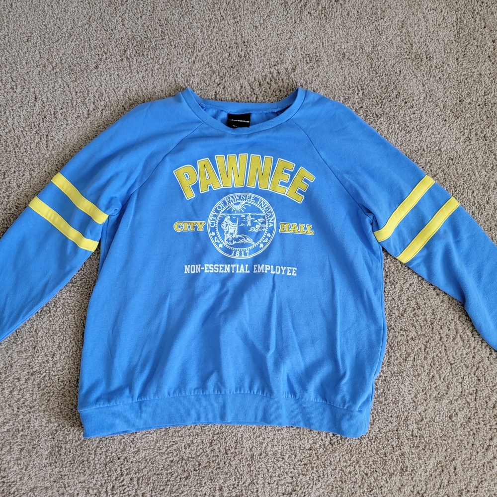Sky Blue Graphic Long Sleeve Sweatshirt with Yellow Details